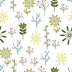 Seamless pattern with different herbs