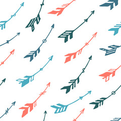 Simple boho arrows vector seamless ornament. Ethnic scandinavian design. Indigenous indian motive.