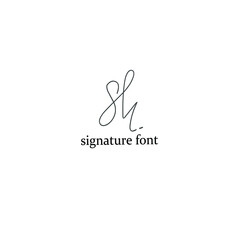 Fototapeta na wymiar Initial Letter Sh Logo - Handwritten Signature Logo