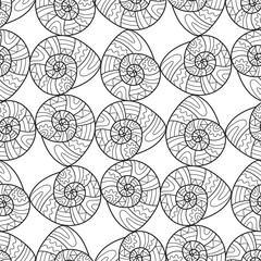 Doodle swirl ethnic seamless pattent vector textile print design. curly shapes wallpaper. Black and white ethnic seamless ornament for batic print.