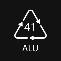 Aluminium recycling symbol ALU 41. Vector Illustration