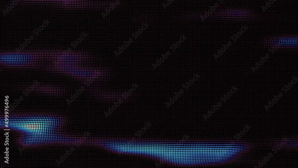 Poster looped waves of colorful points. digital data splash of point array. futuristic smooth glitch ui ele