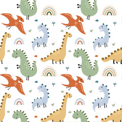 seamless pattern with dino