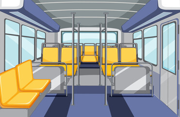Fototapeta premium Bus interior with empty yellow seats