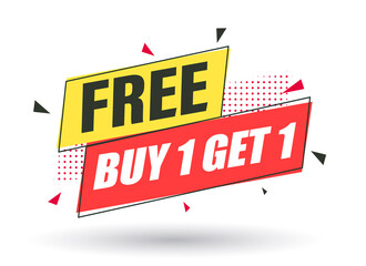 Buy 1 Get 1 Free, sale tag, banner design template, discount app icon. EPS 10.