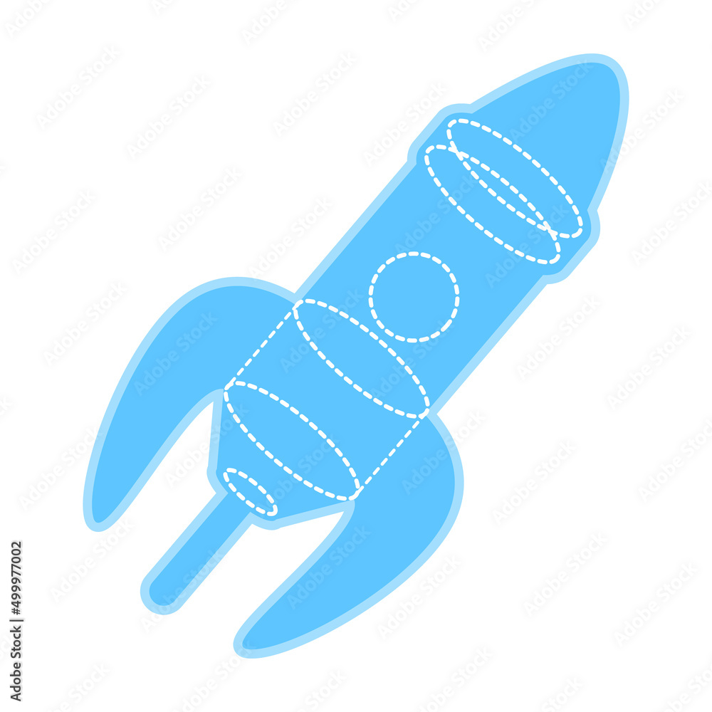 Poster launching rocket semi flat color vector object. full sized item on white. space tourism. flying thro