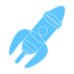 Launching rocket semi flat color vector object. Full sized item on white. Space tourism. Flying through space. Simple cartoon style illustration for web graphic design and animation