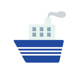 煙突のあるブルーの船