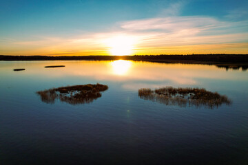 sunset over the lake