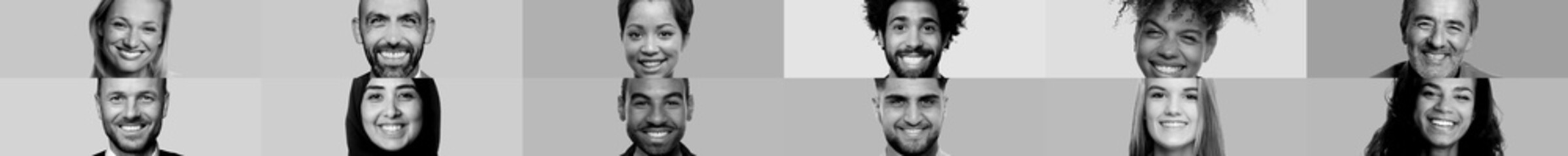 Group of beautiful people in front of a background