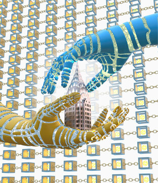 Selling virtual real estate in the metaverse, illustration