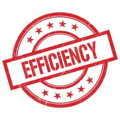 EFFICIENCY text written on red vintage round stamp.