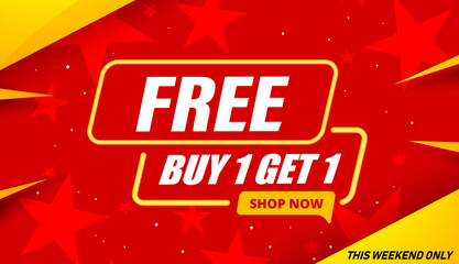 Buy 1 Get 1 Free, sale tag, banner design template, discount app icon. EPS 10.