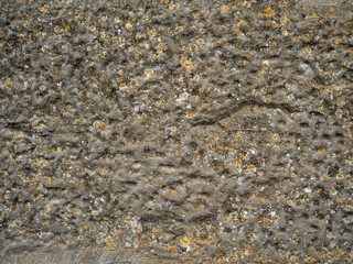 imagen textura de una piedra cortada a golpes con moho amarillo y blanco