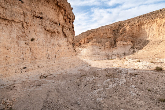 Mountains  in the Judean Desert near the Tamarim stream on the Israeli side of the Dead Sea near Jerusalem in Israel