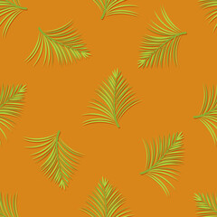 Fototapeta na wymiar Tropical seamless pattern. Background with palm leaves.