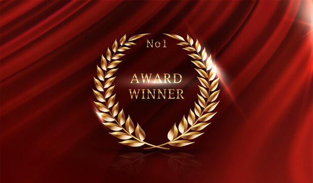 Vector award winner nomination ceremony on red luxury background.