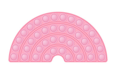 Pop it soft pink rainbow for a Valentines day as a fashionable silicon fidget toy. Addictive anti-stress cute toy in pastel colors. Bubble popit for kids. Vector illustration isolated on a white
