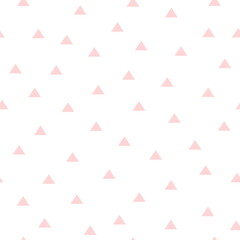 Seamless pattern with triangles light pink  color on white background, vector drawing, geometric pattern