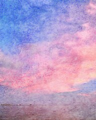 Nature landscape painting in oil pictorial art, famous travel and tourism place, outdoor vacation trend print for poster, paper, textile or canvas. Modern fine arts design wallpaper. Wall art drawing