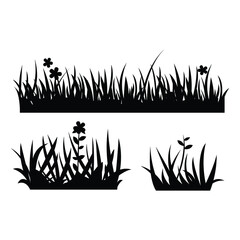 black grass border silhouettes collection