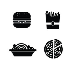 fast food burger,pizza, brad, chowmein icon vector