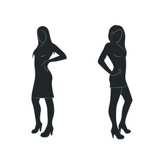woman various poses silhouettes