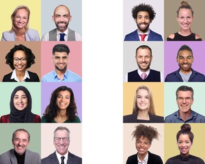 Group of beautiful people in front of a background