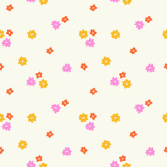Floral seamless pattern in a modern minimalist style. Abstract spring background. Bright floral vector illustration