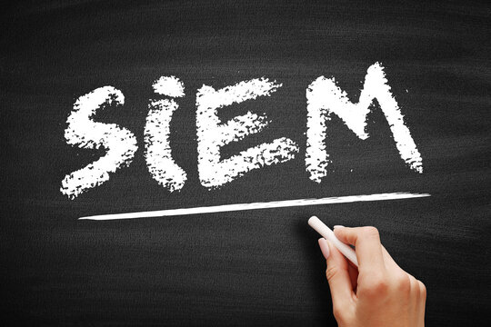 SIEM - Security Information and Event Management supports threat detection, compliance and security incident management through the collection and analysis of security events, text on blackboard