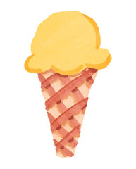 Ice Cream Cone Illustration with Watercolor Style