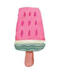 Watermelon Popsicle Illustration with Watercolor Style