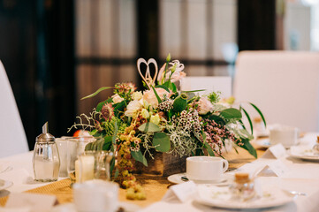 Tischdekoration auf einer Hochzeit