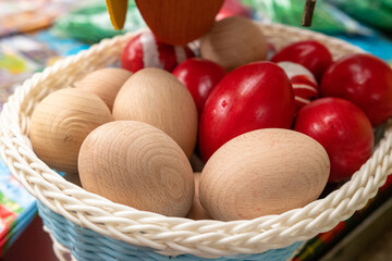 A wooden egg ready for painting for Easter