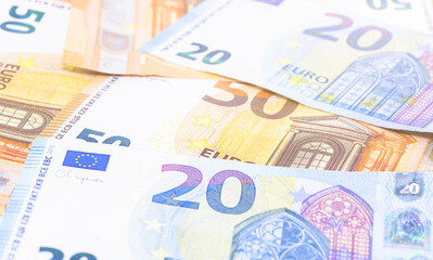 Euro banknotes background. Euro currency, Finance concept