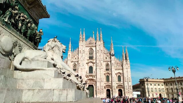 View of Milan Cathedral (Duomo di Milano) on a sunny day, Milan, Italy