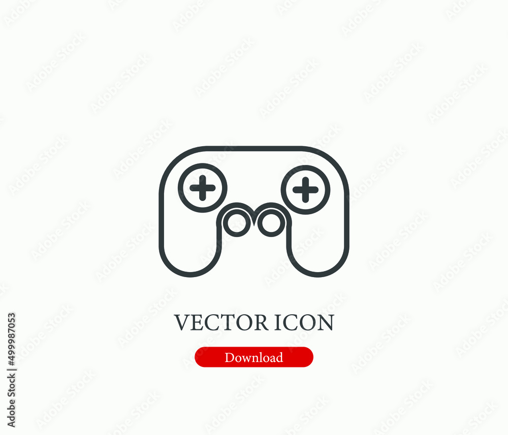 Poster gamepad vector icon. editable stroke. symbol in line art style for design, presentation, website or 
