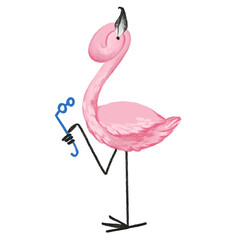 Flamingo on white isolated background. Vector illustration