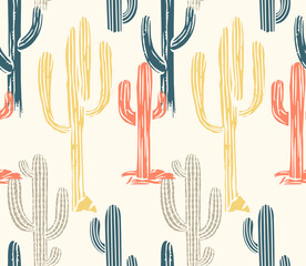 Seamless pattern vector summer cactus on desert, Beautiful seamless vector floral summer tropical pattern background with cactuses, succulents. Perfect for wallpapers, web page backgrounds, © sumonsharif