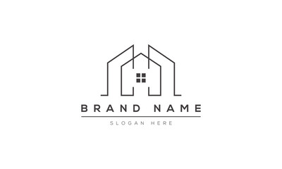 Modern real estate house home minimal simple editable logo design. Real estate home apartment icon template.