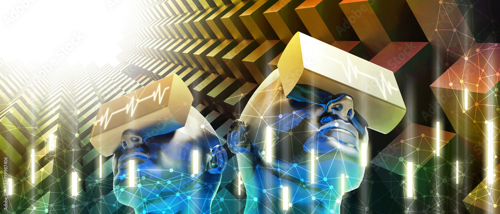 Poster digital cyber world metaverse technology for vr virtual digital reality and innovation of futuristic