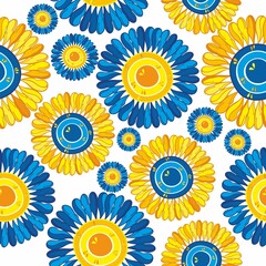 Sunflower seamless pattern on  background