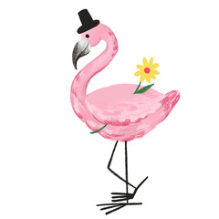 Flamingo on white isolated background. Vector illustration