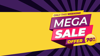 Sale banner template design, Mega sale special offer. 