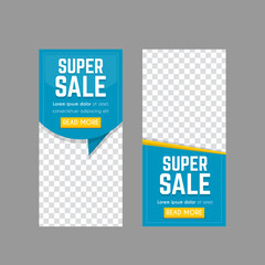 Sale banner template design, Super sale special offer. 
