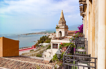 Taormina (Sicilia, Italy) - A historical center view of the touristic city in province of Messina,...