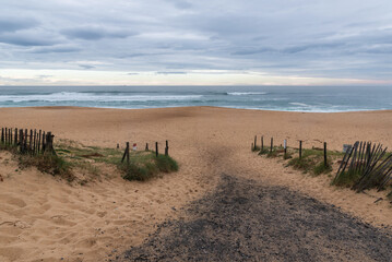 Cloudy morning at Ondres Beach. Landes