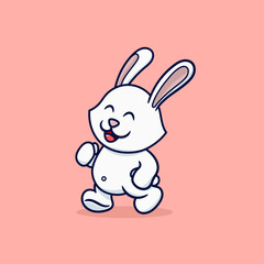cute rabbit walking relaxing cartoon