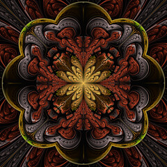 3d effect - abstract floral geometric fractal pattern