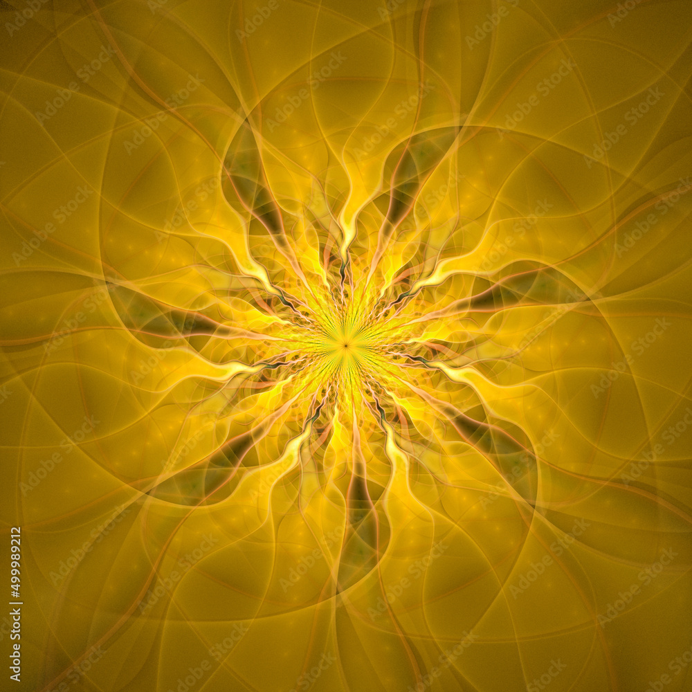 Poster 3d effect - abstract golden star shape fractal pattern